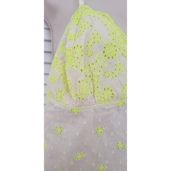 NEW FREE PEOPLE INTIMATELY CATCH THE LIGHT EYELET TUNIC TOP MEDIUM IVORY YELLOW - Picture 3 of 8